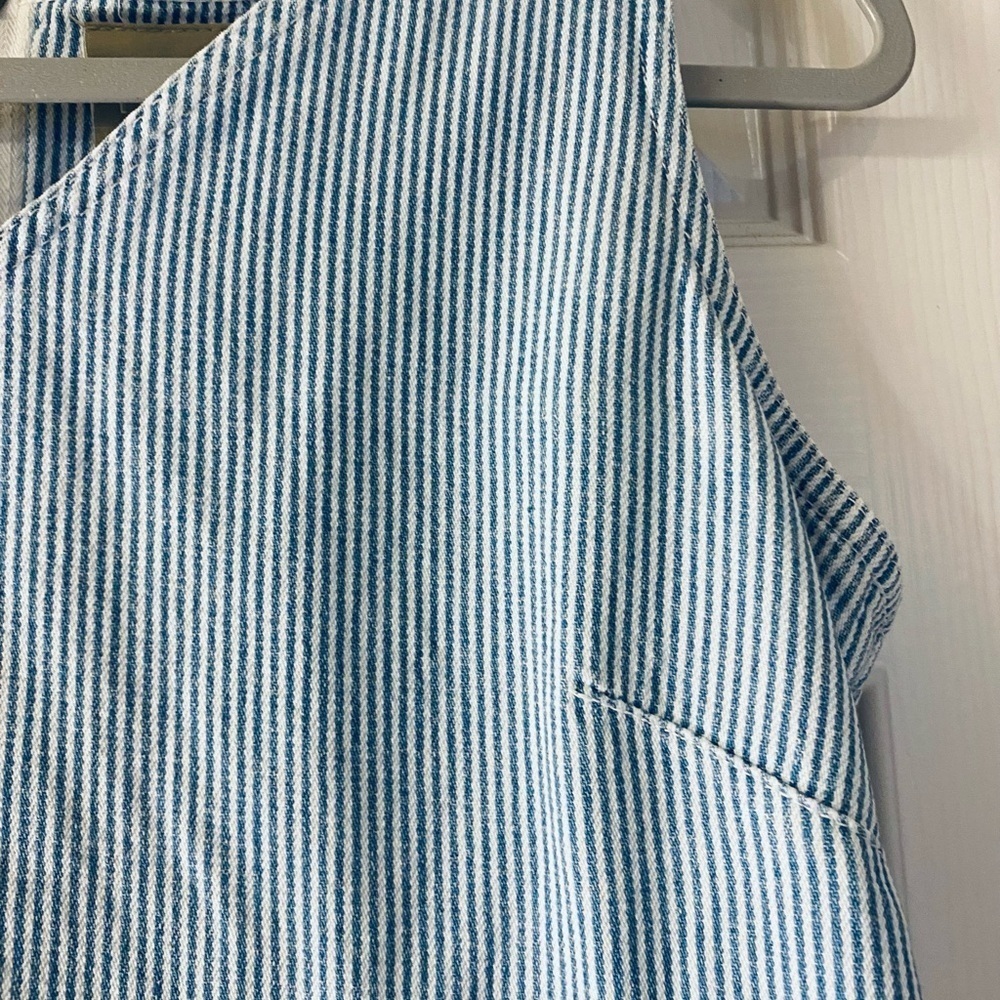 Liz Claiborne Denim Dress, Blue and White Striped Sleeveless, Size 4 - Picture 6 of 6